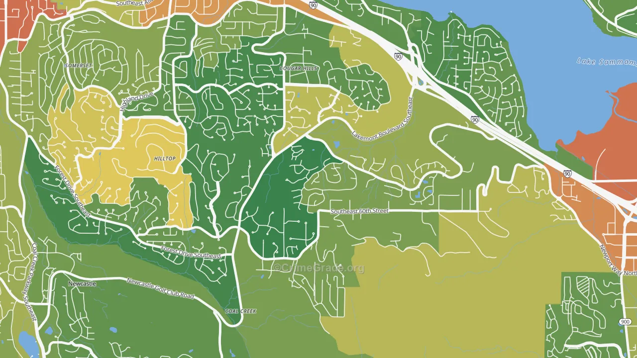 Lakemont, Bellevue, WA Map of Robbery Rates