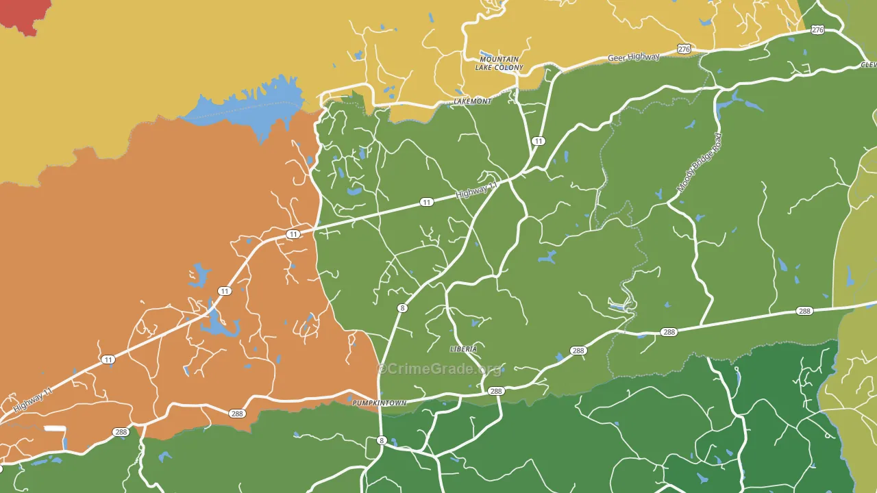 Lakemont, SC Map of Robbery Rates