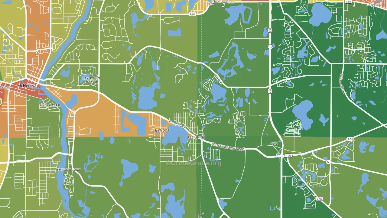 Lakemoor, IL Map of Robbery Rates