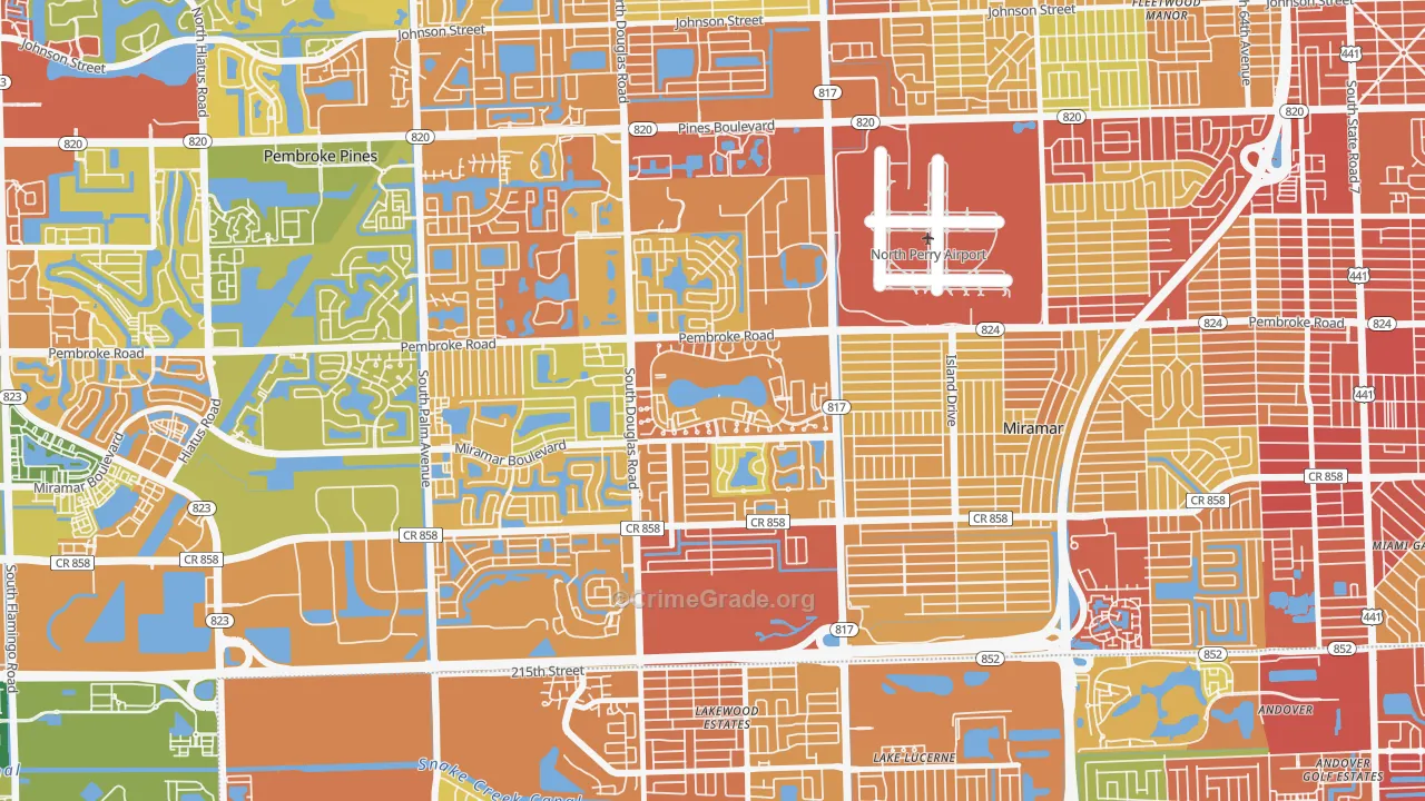 Lakeshore at University Park, Miramar, FL Map of Robbery Rates