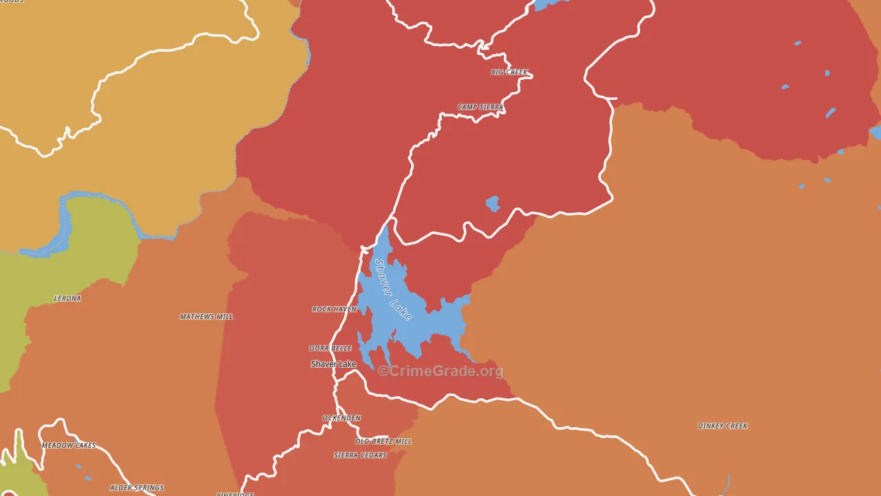 Lakeshore, CA Map of Robbery Rates