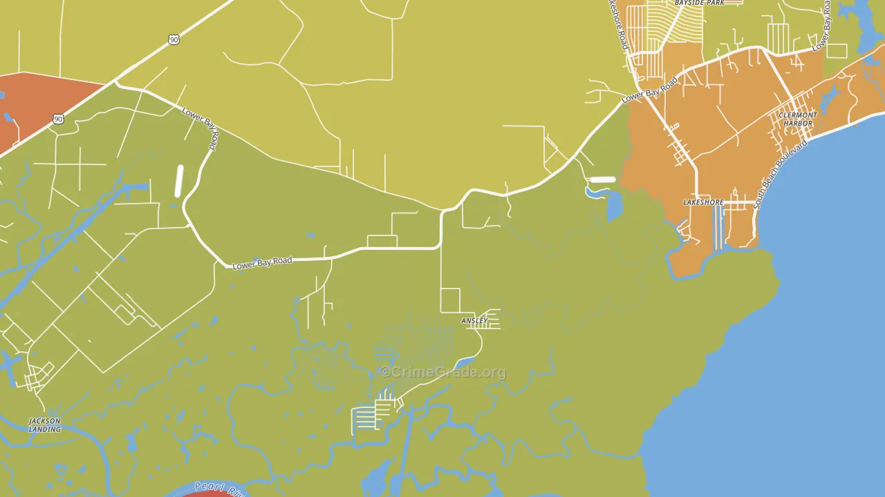 Lakeshore, MS Map of Robbery Rates