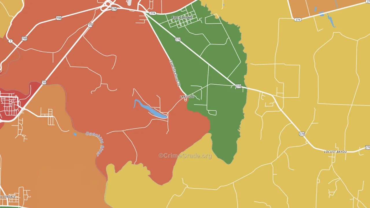 Lakeside, AR Map of Robbery Rates