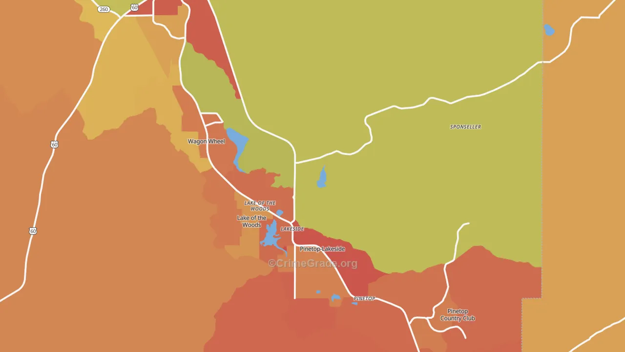 Lakeside, AZ Map of Robbery Rates