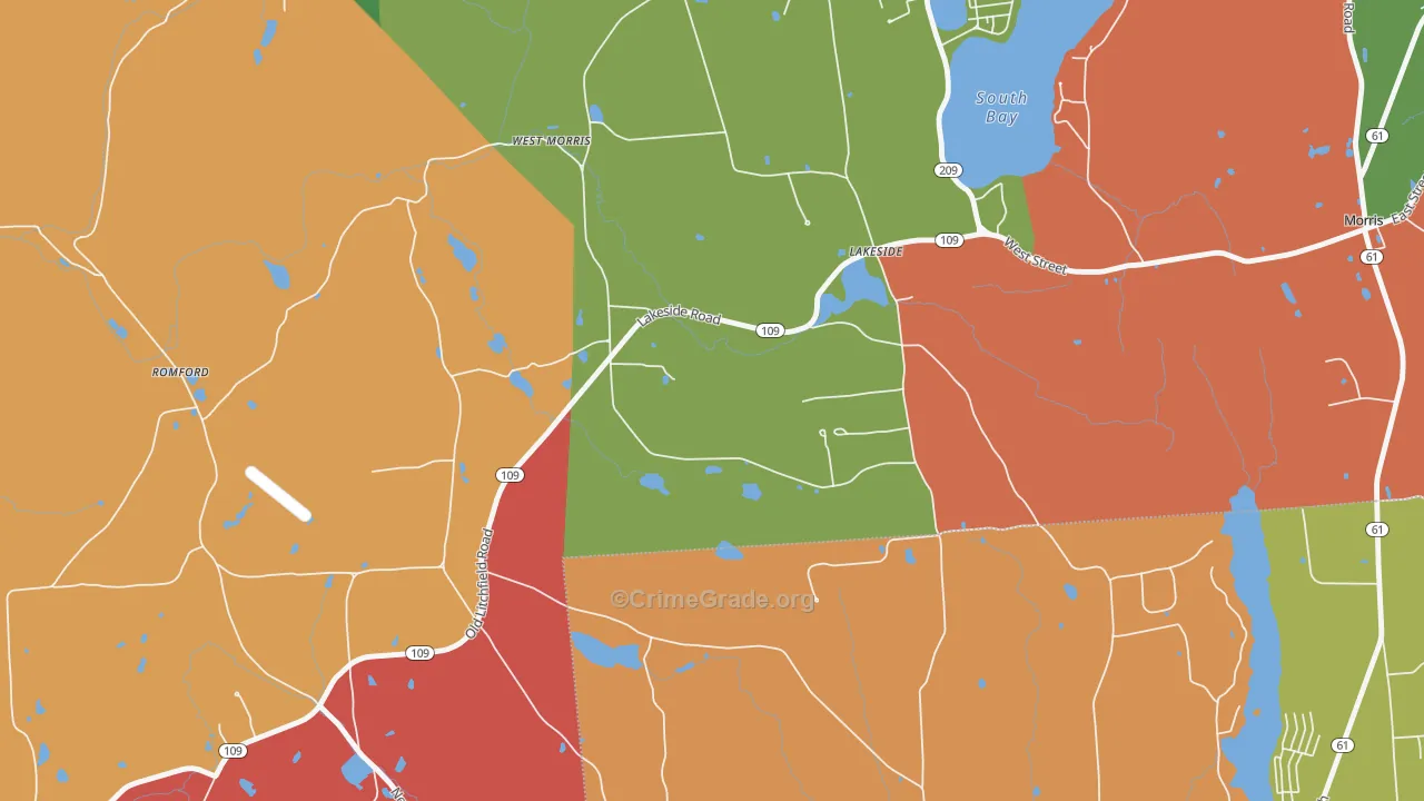 Lakeside, CT Map of Robbery Rates