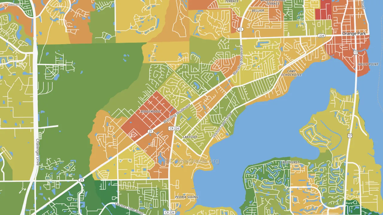 Lakeside, FL Map of Robbery Rates