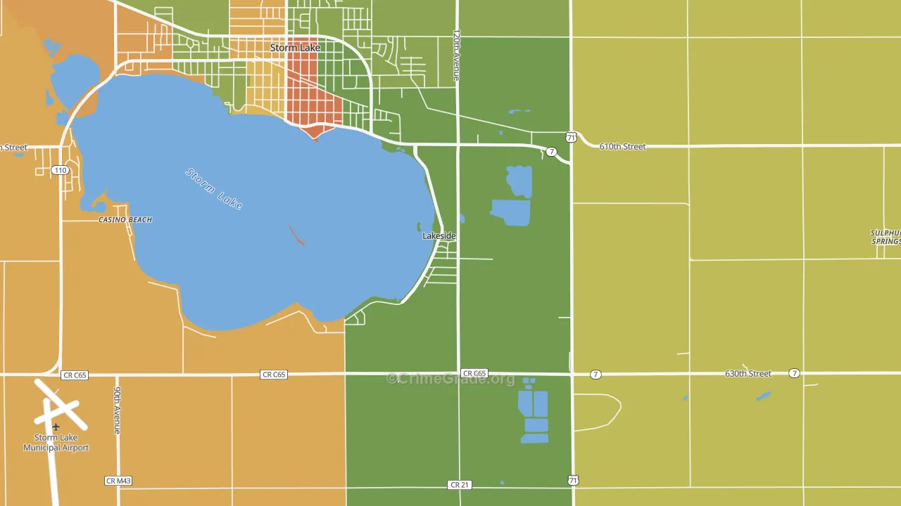 Lakeside, IA Map of Robbery Rates