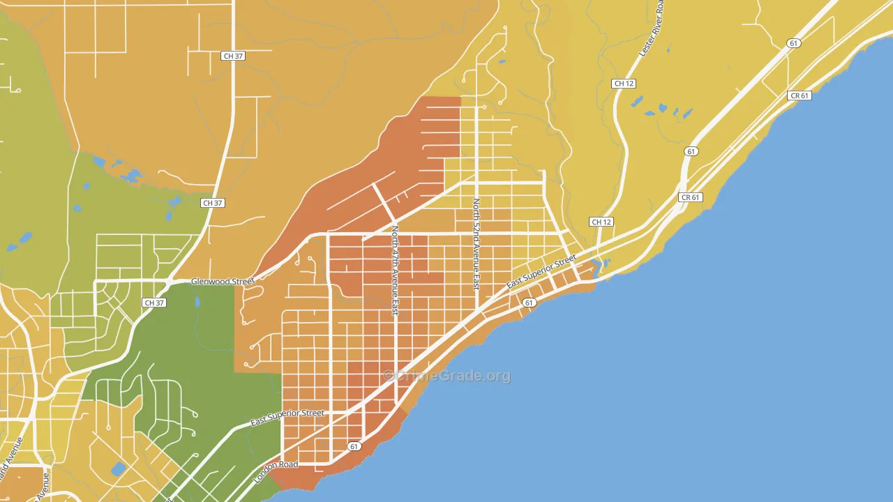 Lakeside-Lester Park, Duluth, MN Map of Robbery Rates