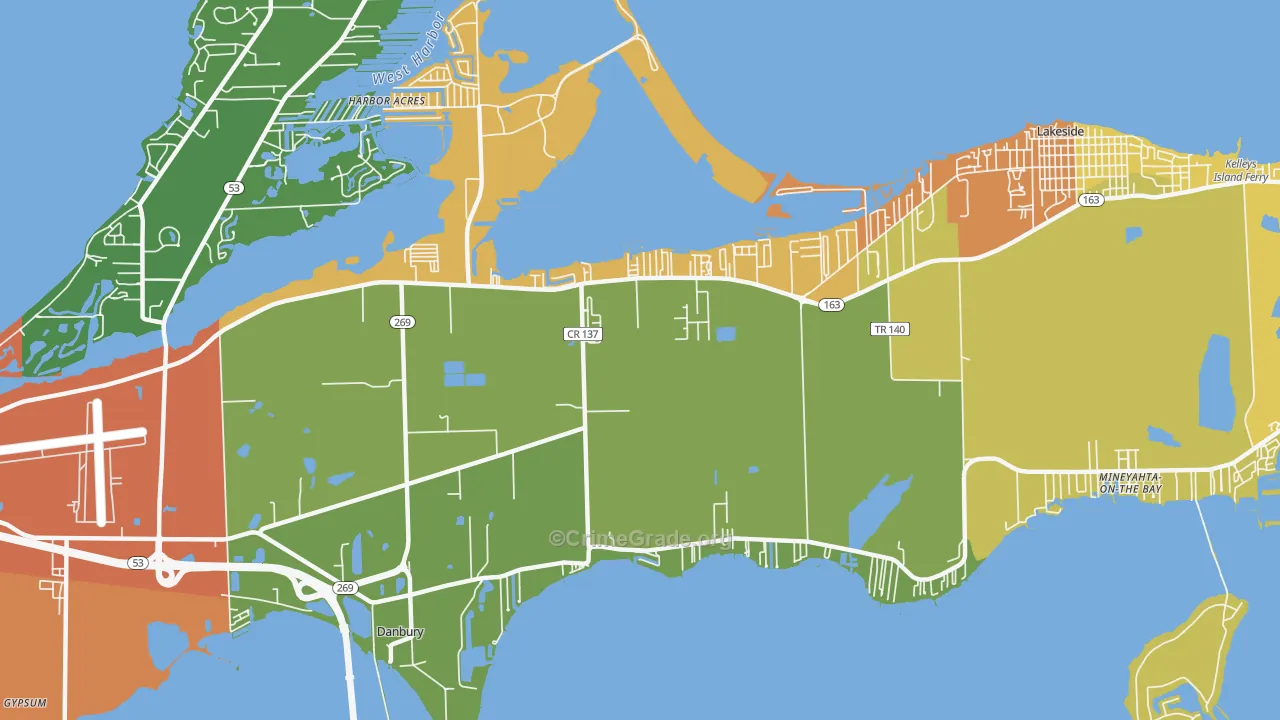 Lakeside-Marblehead, OH Map of Robbery Rates