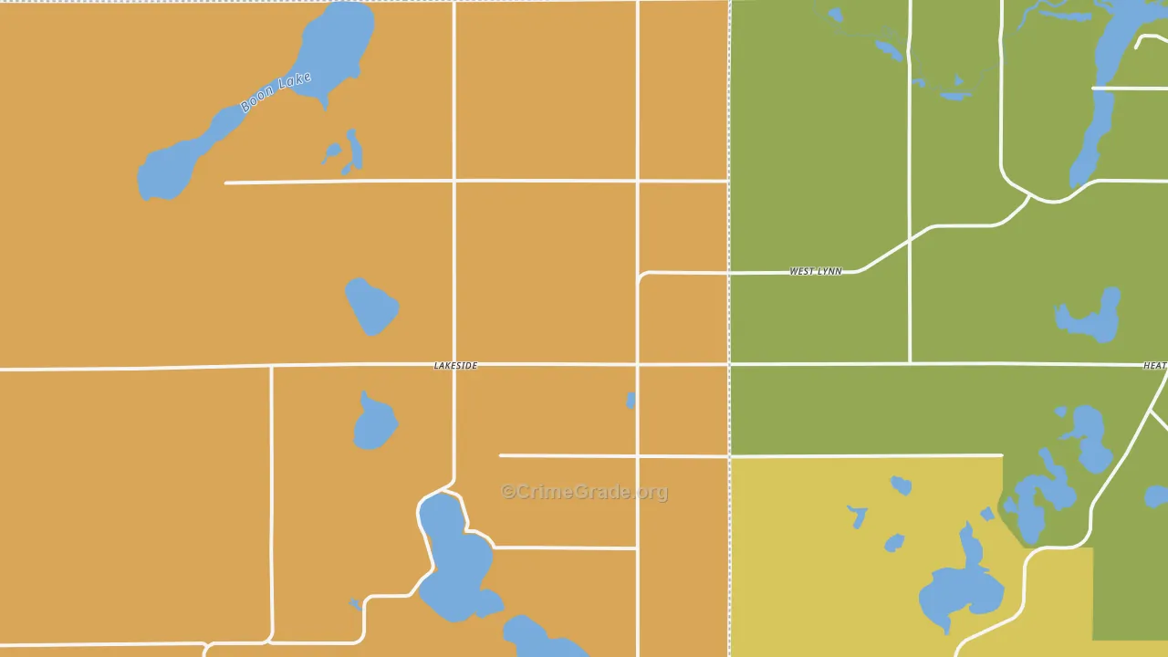 Lakeside, MN Map of Robbery Rates