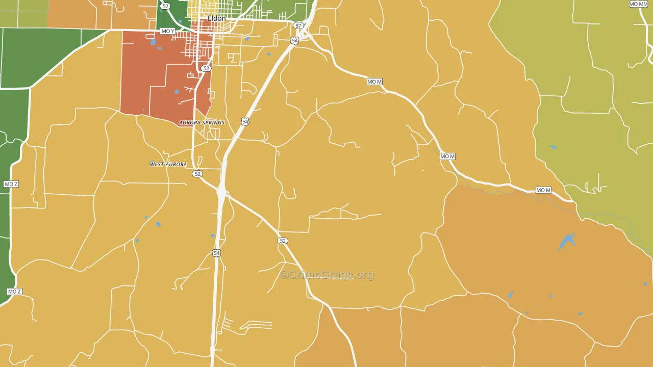 Lakeside, MO Map of Robbery Rates
