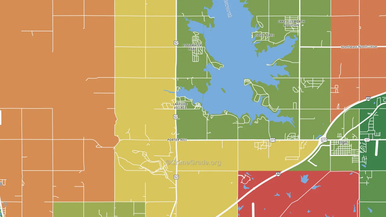 Lakeside Village, OK Map of Robbery Rates