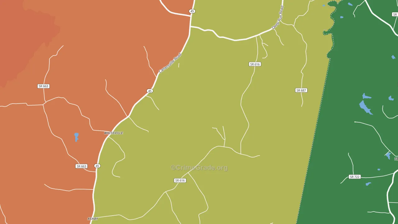 Lakeside Village, VA Map of Robbery Rates