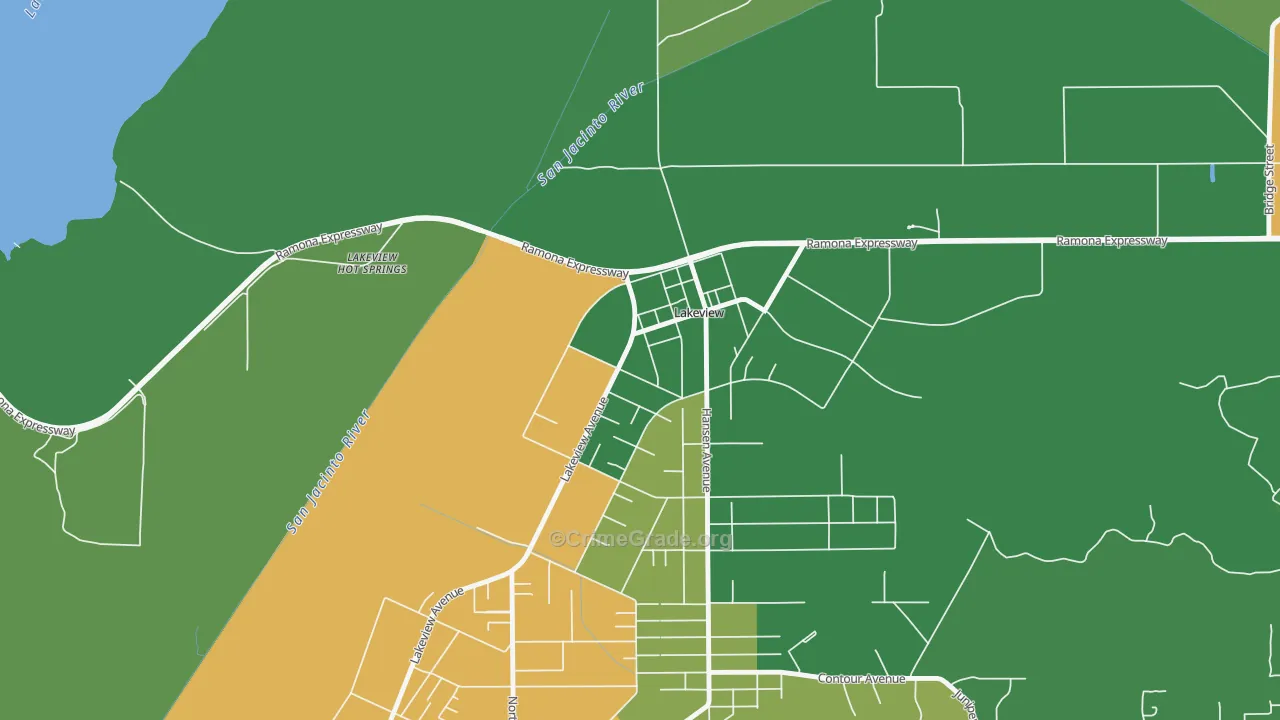 Lakeview, CA Map of Robbery Rates