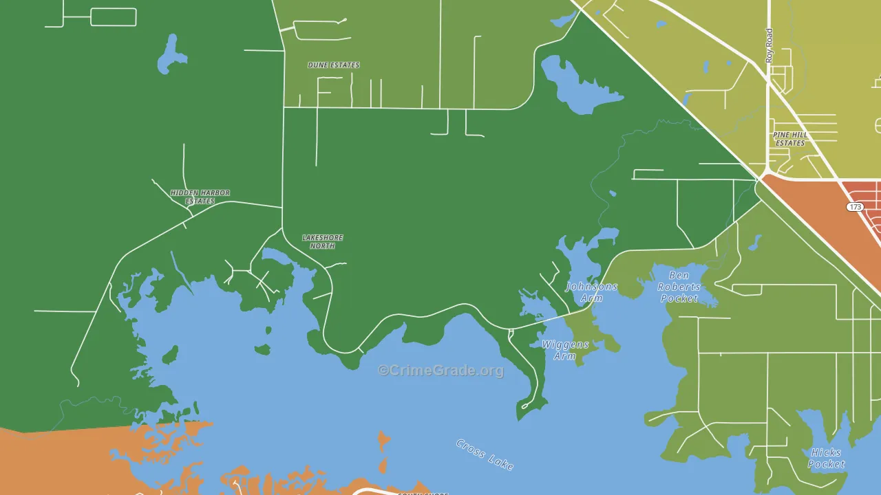 Lakeview, LA Map of Robbery Rates
