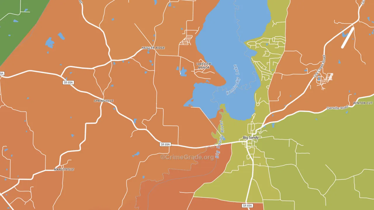 Lakeview Manor, TN Map of Robbery Rates