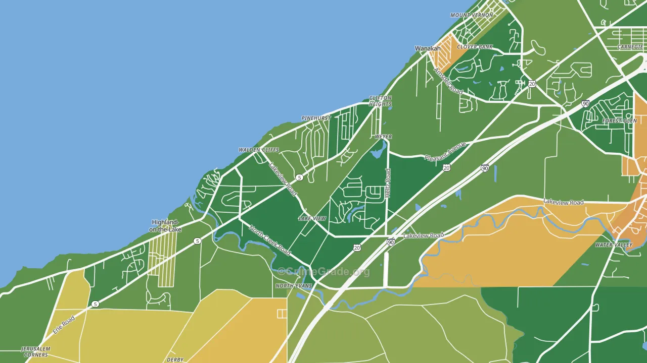 Lakeview, NY Map of Robbery Rates