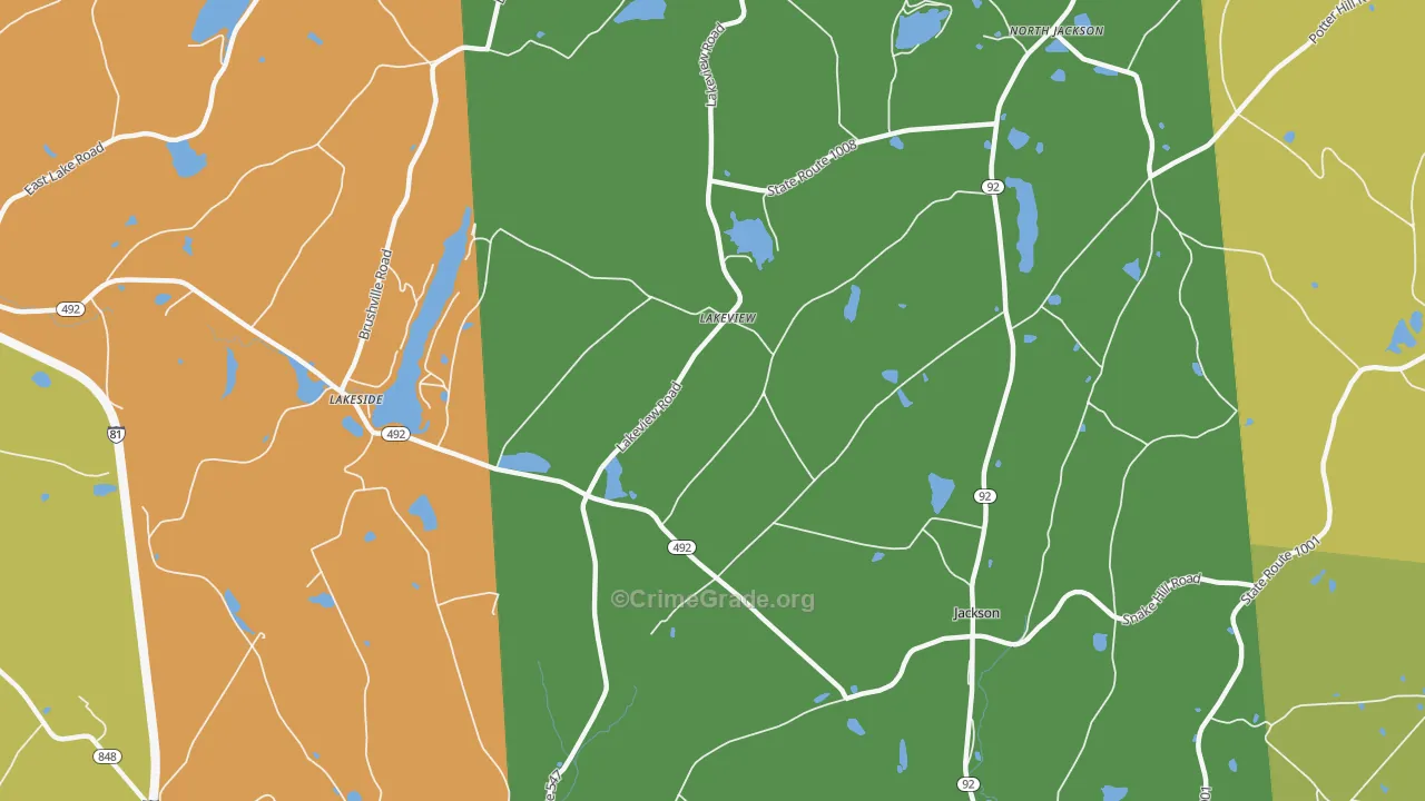 Lakeview, PA Map of Robbery Rates