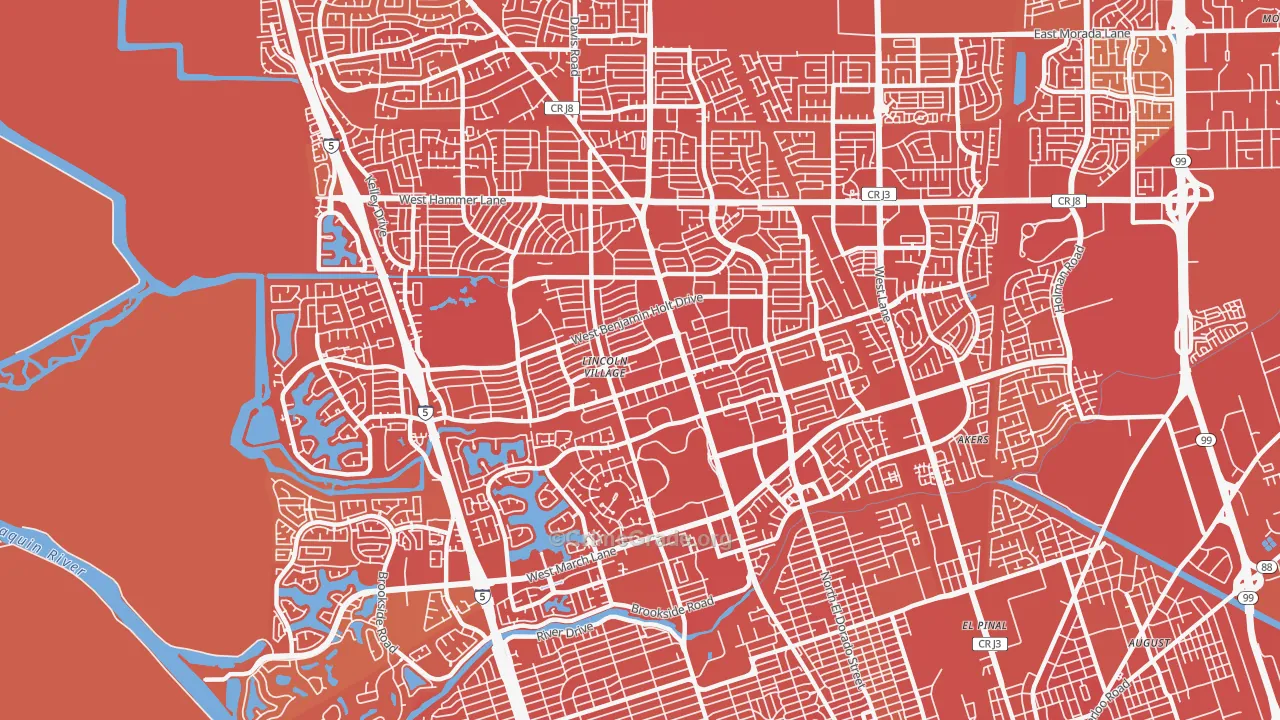 Lakeview, Stockton, CA Map of Robbery Rates
