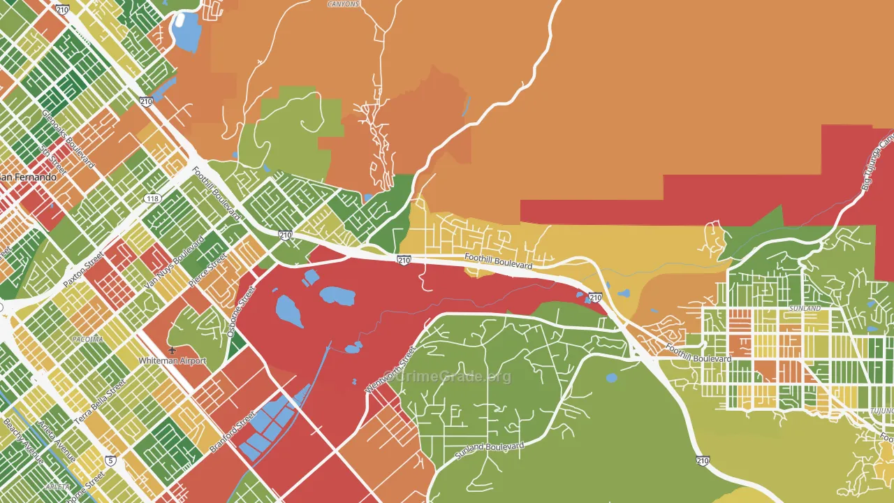 Lakeview Terrace, Sylmar, CA Map of Robbery Rates