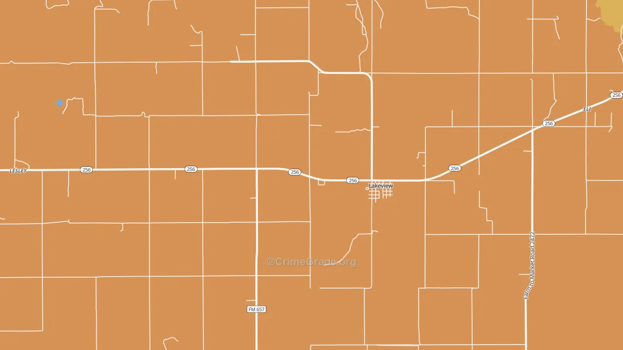 Lakeview, TX Map of Robbery Rates
