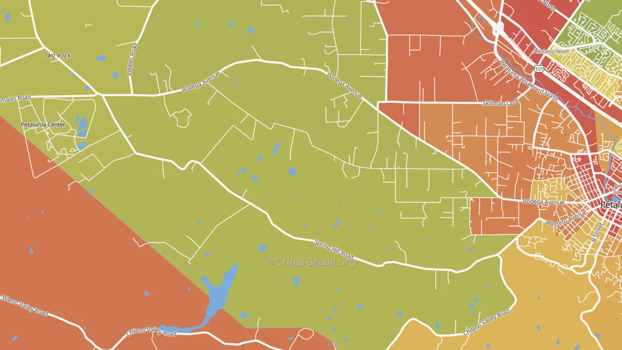 Lakeville, CA Map of Robbery Rates