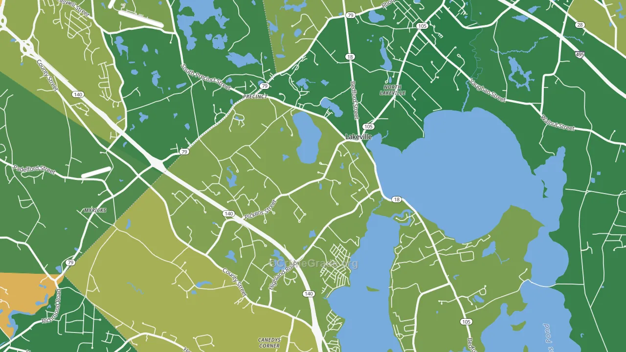 Lakeville, MA Map of Robbery Rates
