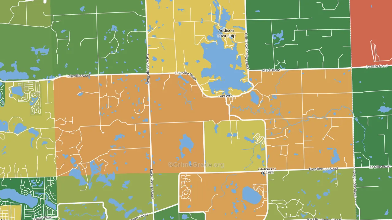 Lakeville, MI Map of Robbery Rates