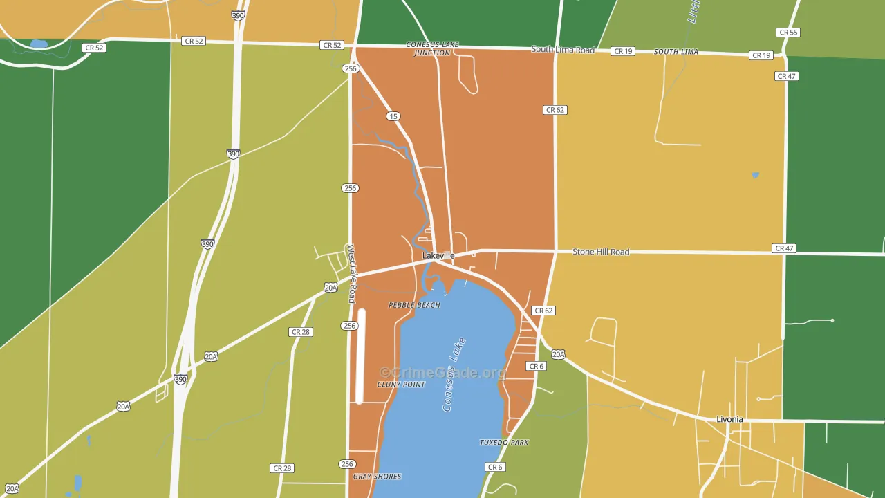 Lakeville, NY Map of Robbery Rates