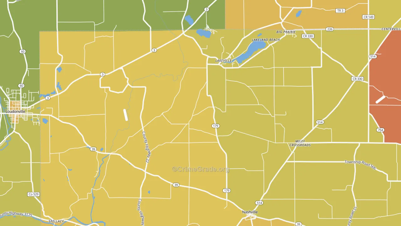 Lakeville, OH Map of Robbery Rates
