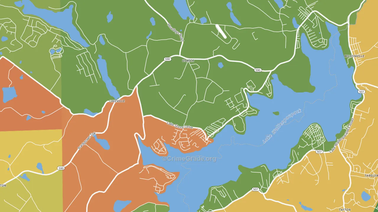 Lakeville, PA Map of Robbery Rates