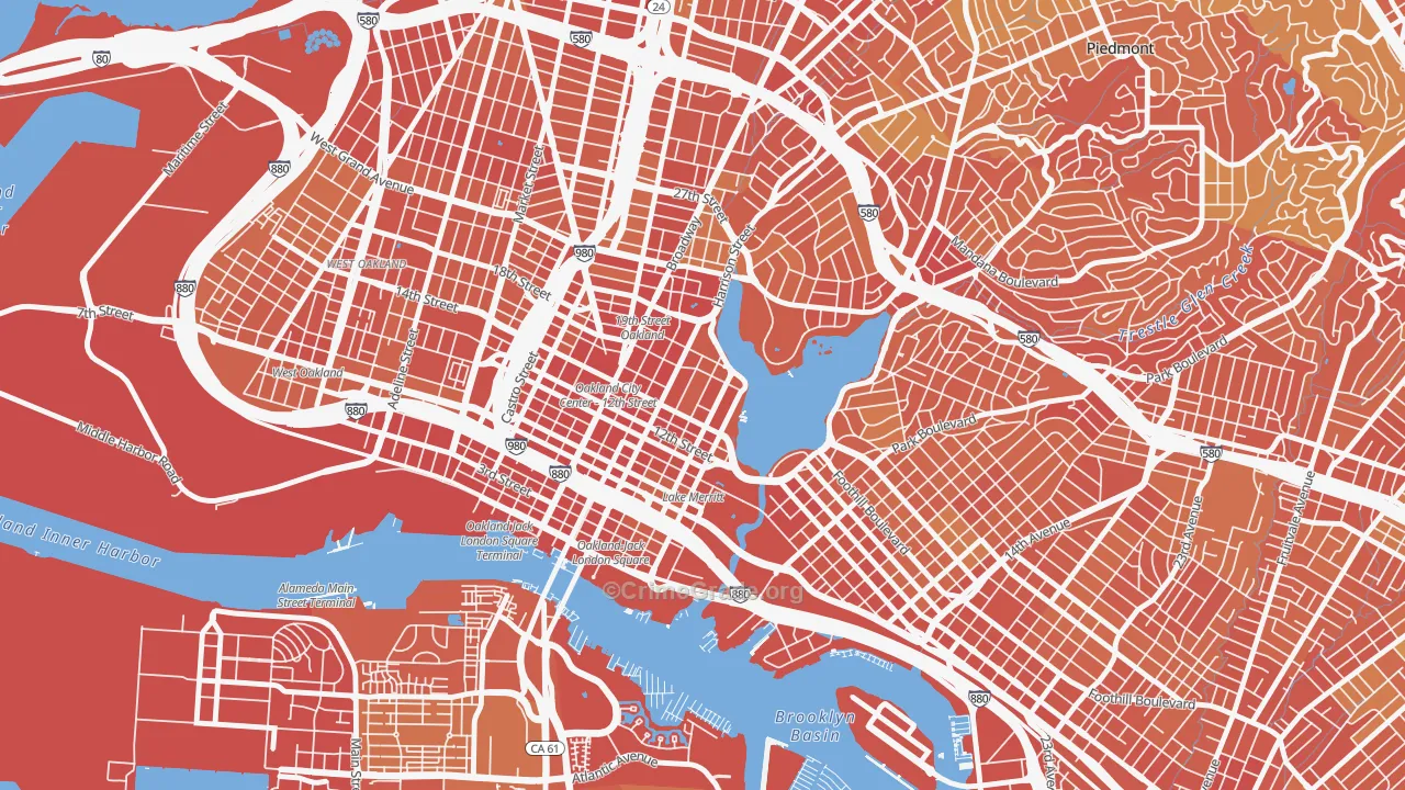 Lakewide, Oakland, CA Map of Robbery Rates