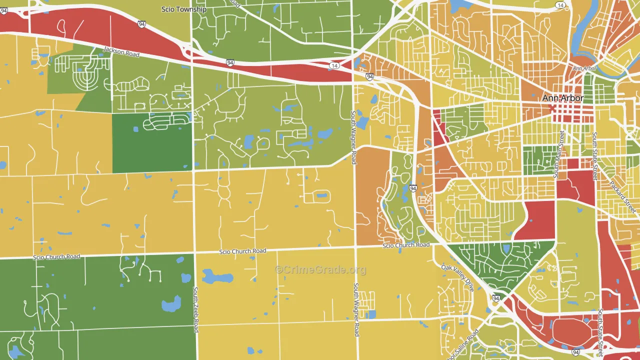 Lakewood, Ann Arbor, MI Map of Robbery Rates