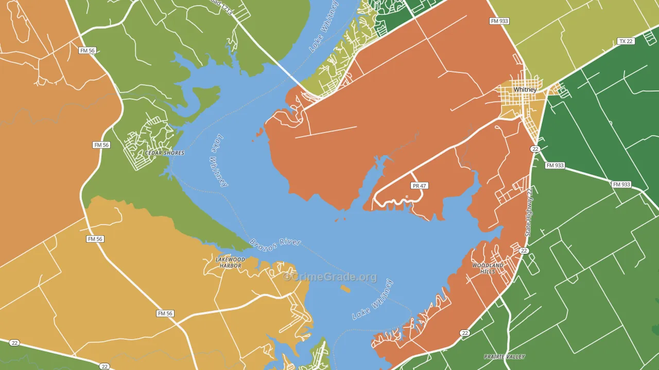 Lakewood Harbor, TX Map of Robbery Rates