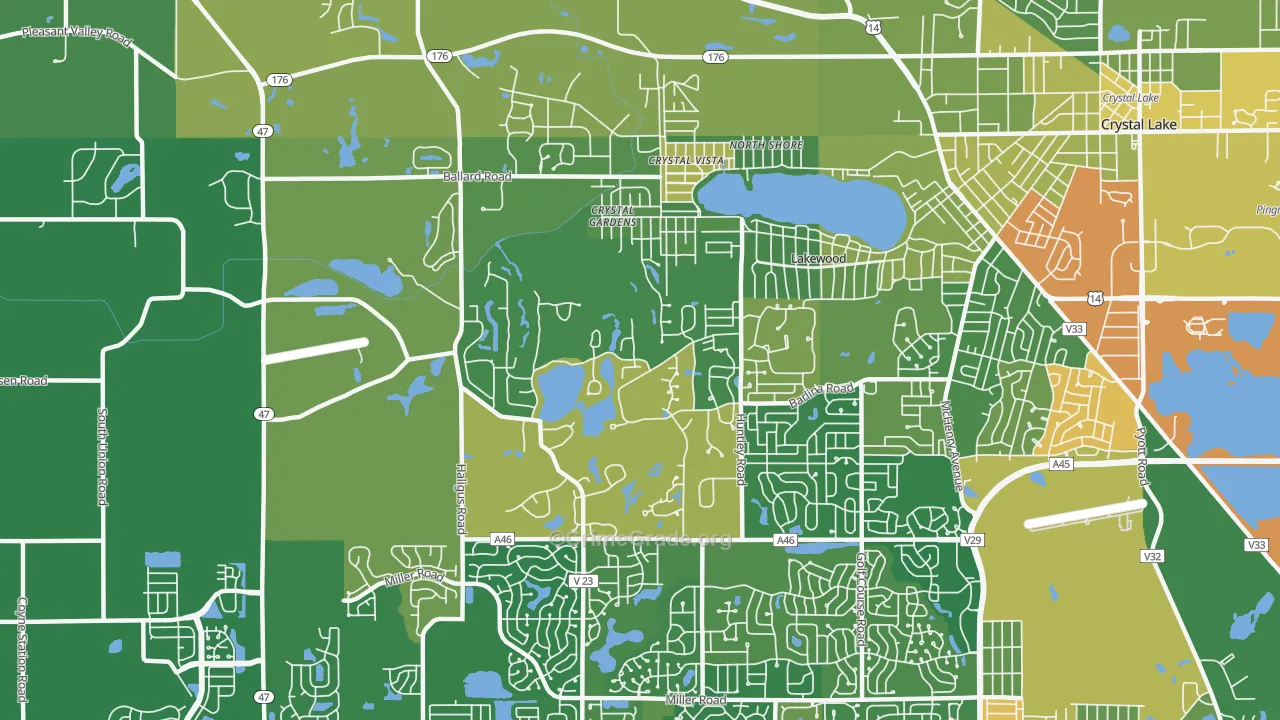 Lakewood, IL Map of Robbery Rates