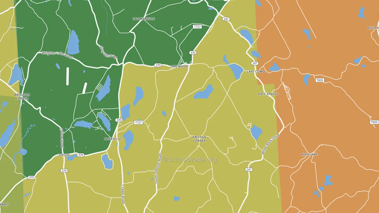 Lakewood, PA Map of Robbery Rates