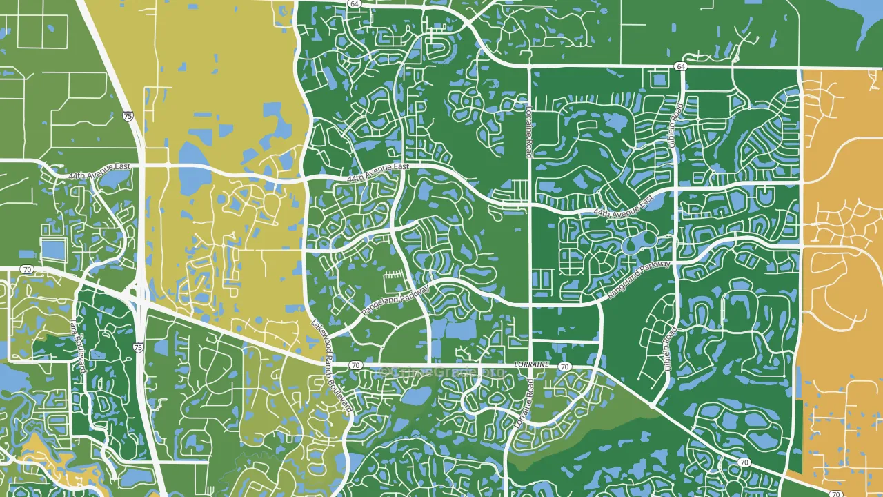 Lakewood Ranch, Bradenton, FL Map of Robbery Rates