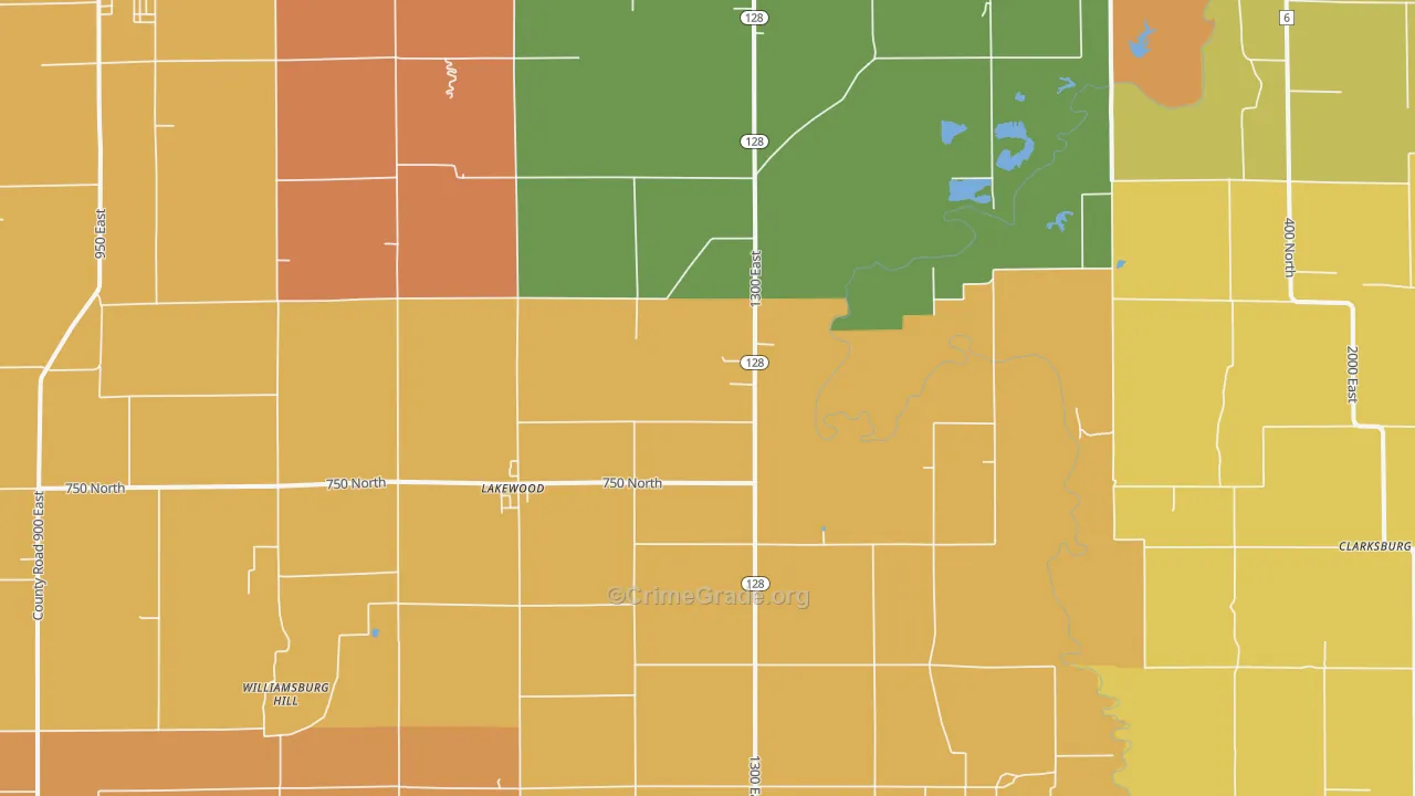 Lakewood Township, IL Map of Robbery Rates