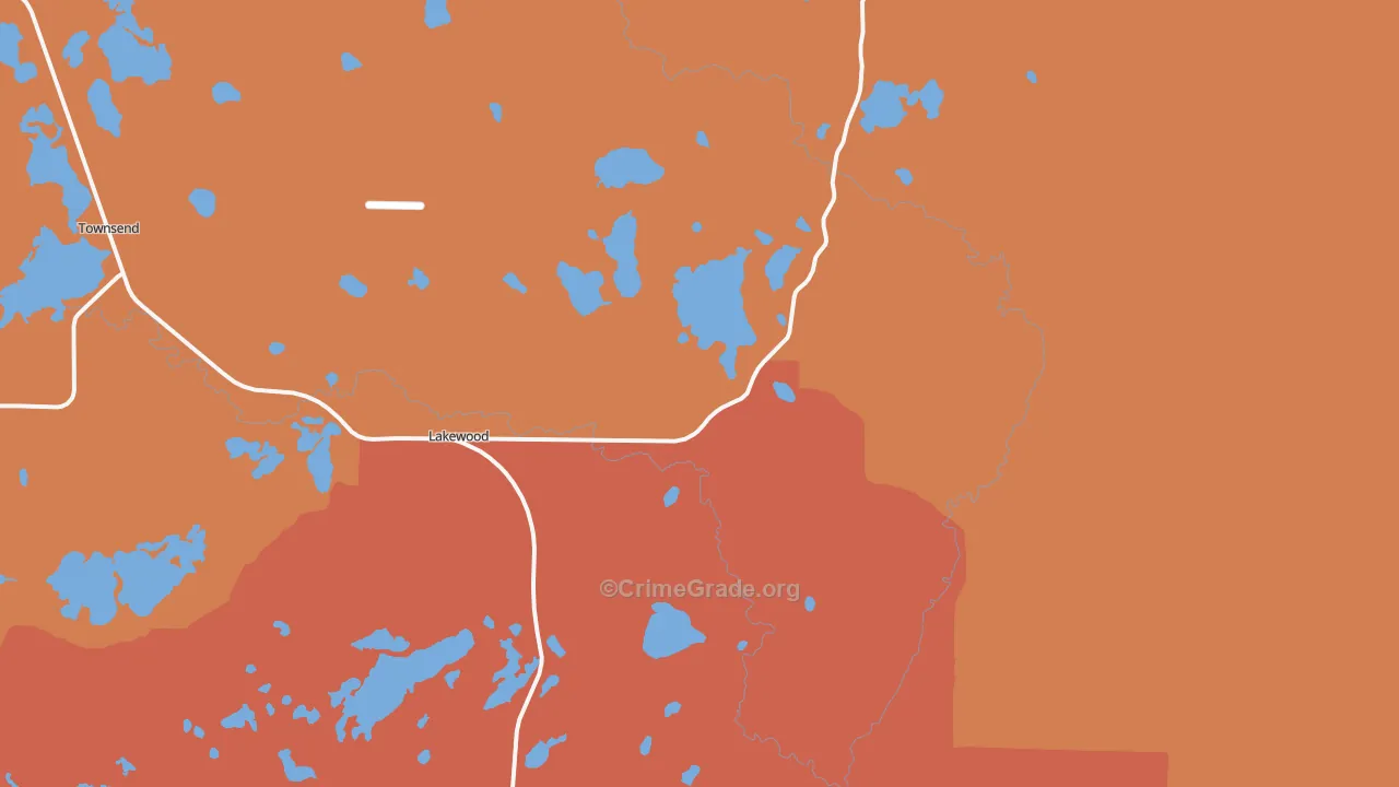 Lakewood, WI Map of Robbery Rates