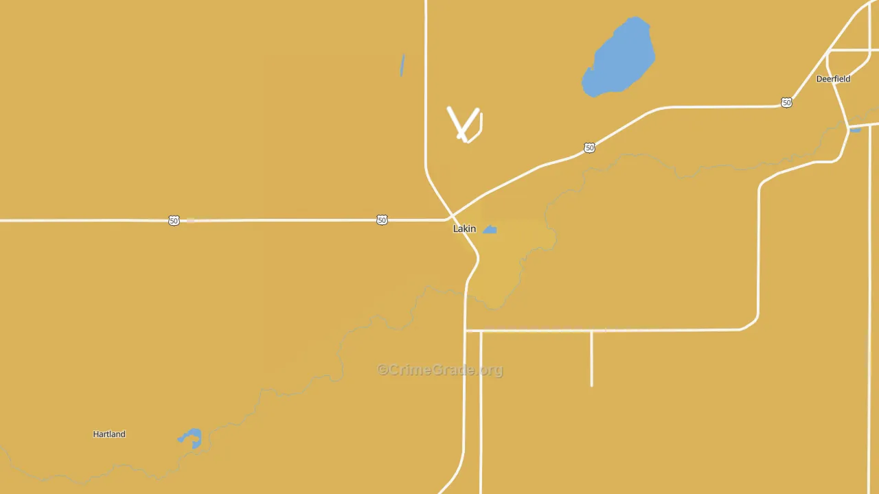 Lakin, KS Map of Robbery Rates