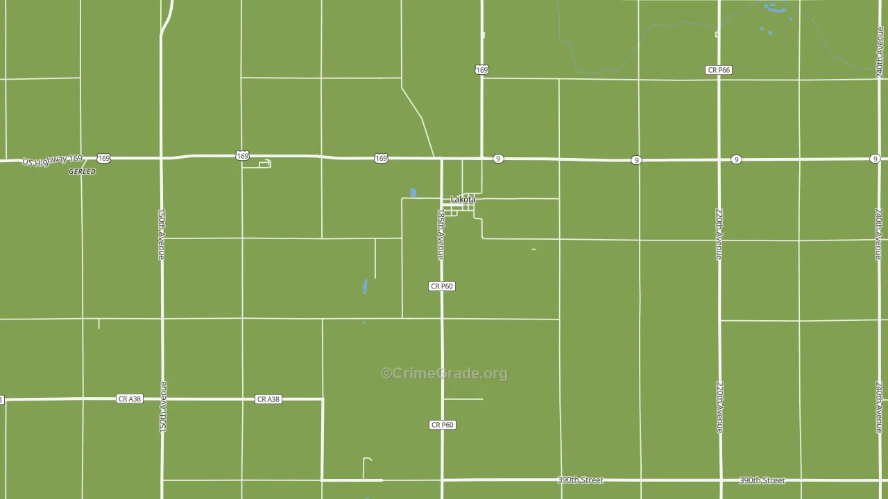 Lakota, IA Map of Robbery Rates