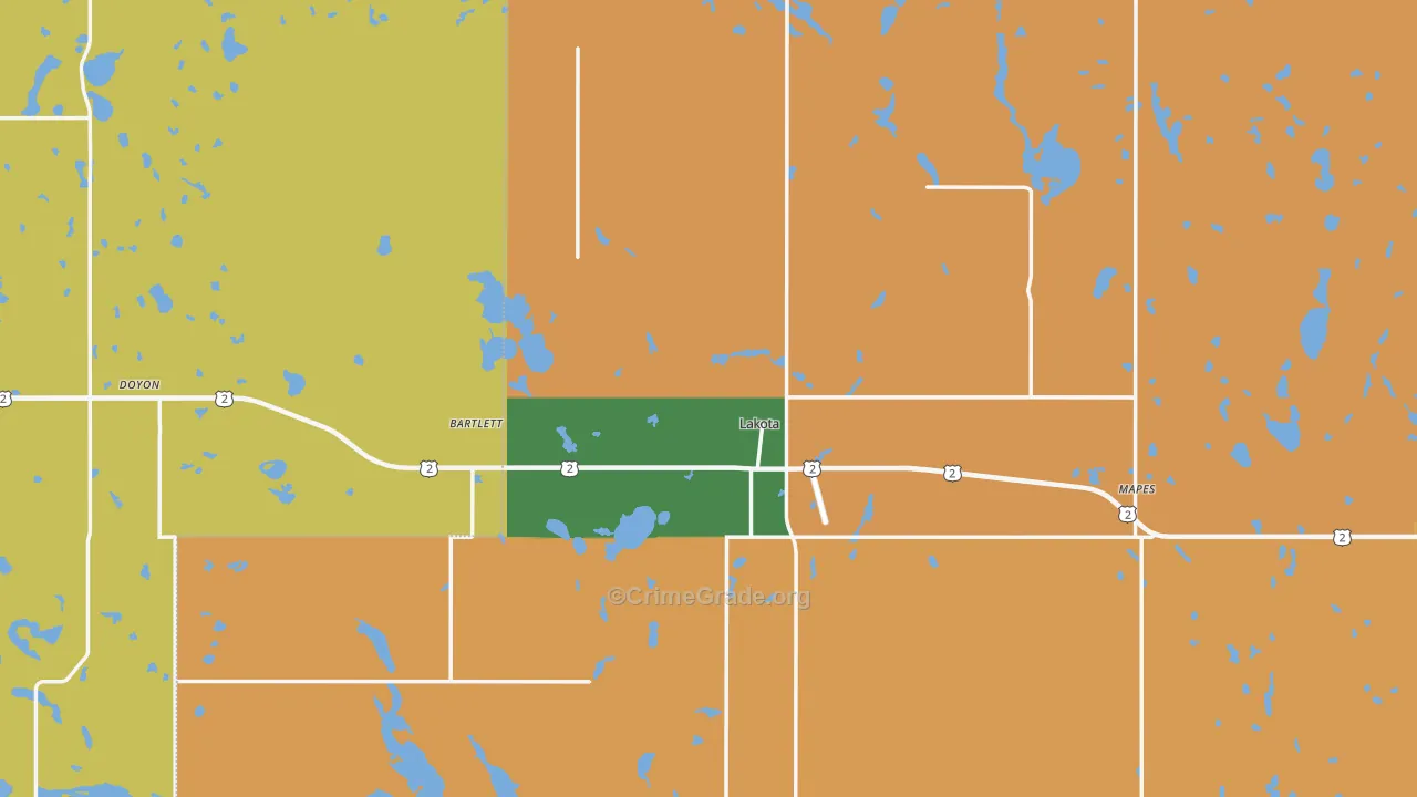 Lakota, ND Map of Robbery Rates