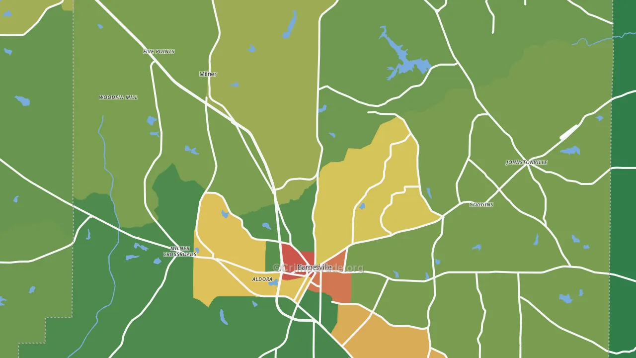 Lamar County, GA Map of Robbery Rates