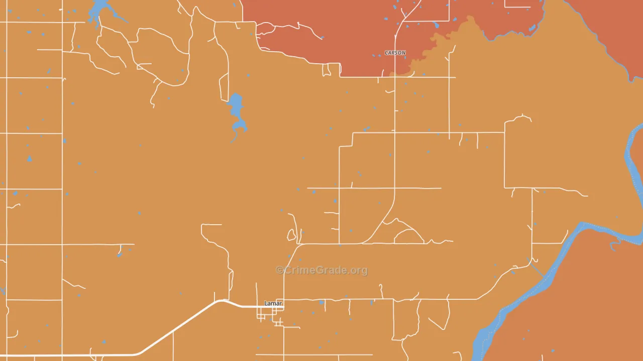 Lamar, OK Map of Robbery Rates