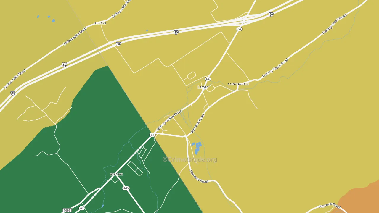 Lamar, PA Map of Robbery Rates