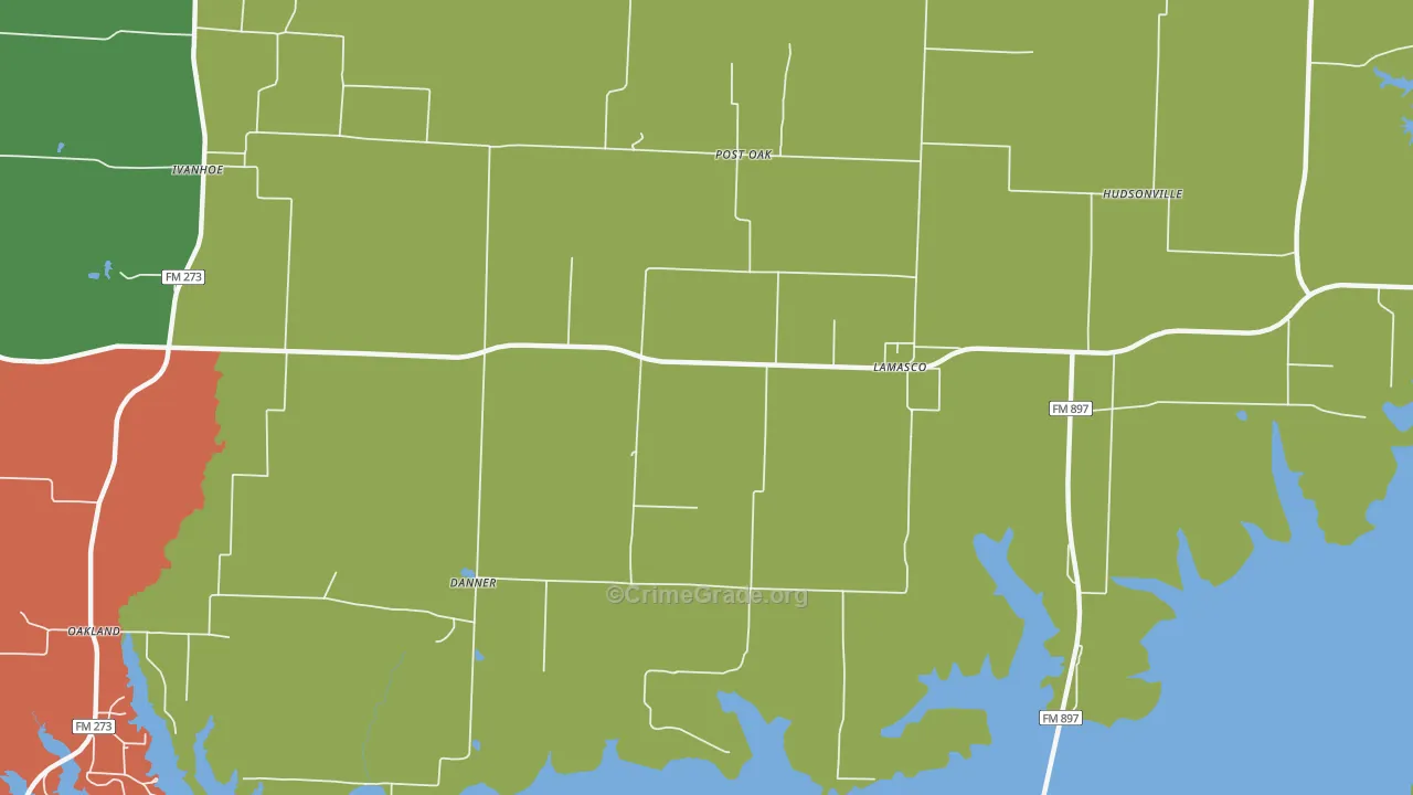 Lamasco, TX Map of Robbery Rates