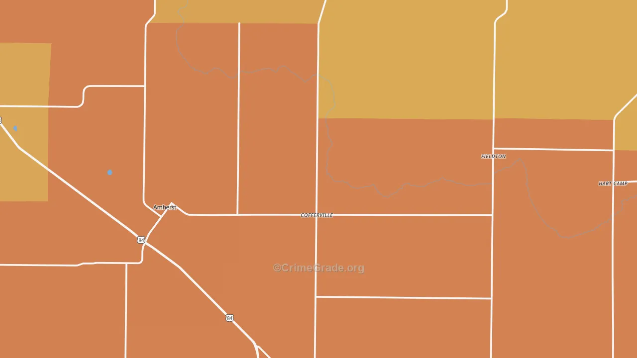 Lamb County, TX Map of Robbery Rates