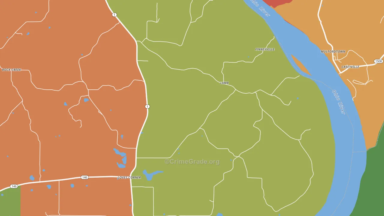 Lamb, IL Map of Robbery Rates