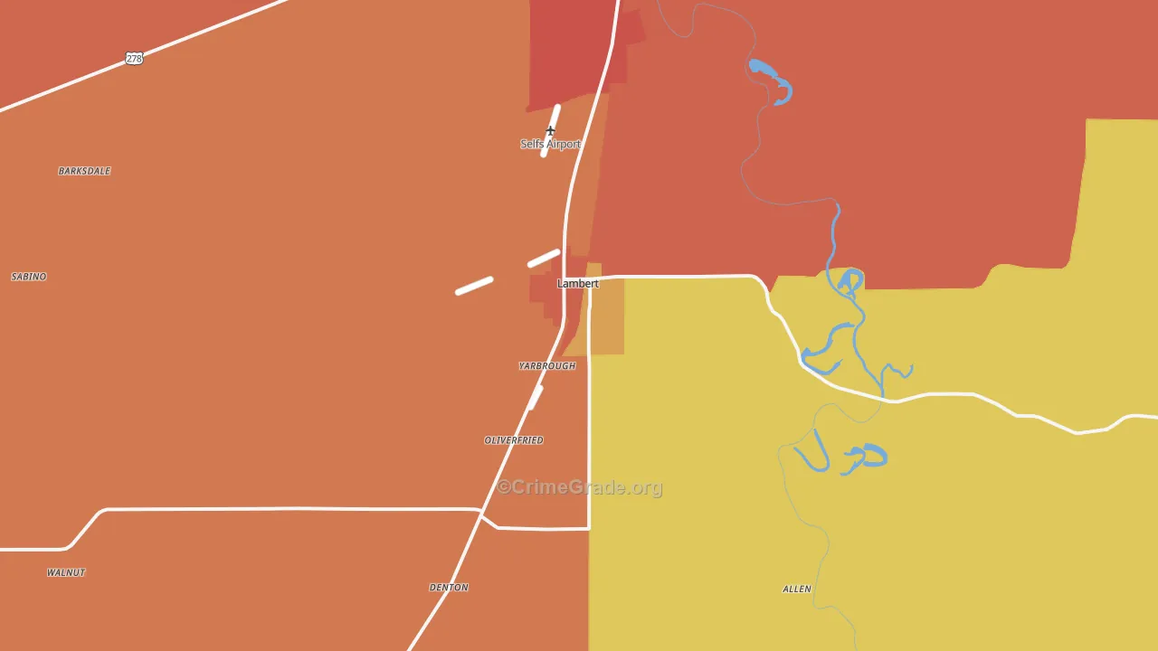 Lambert, MS Map of Robbery Rates