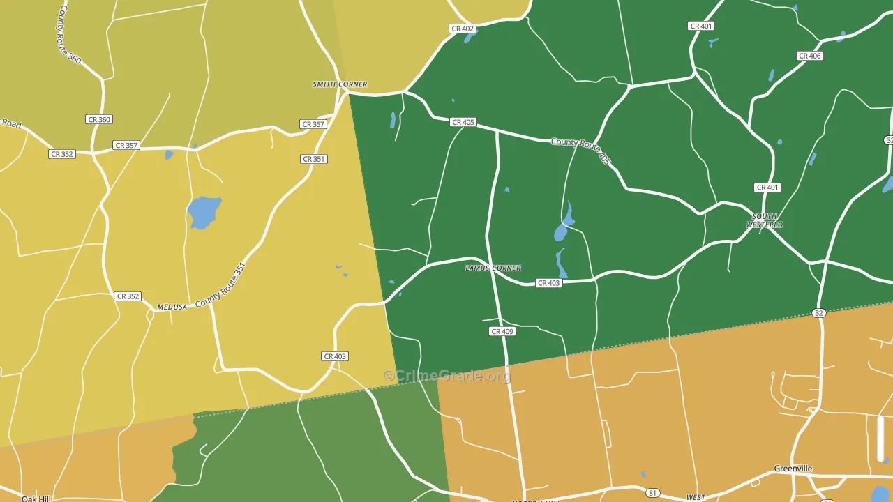 Lambs Corner, NY Map of Robbery Rates